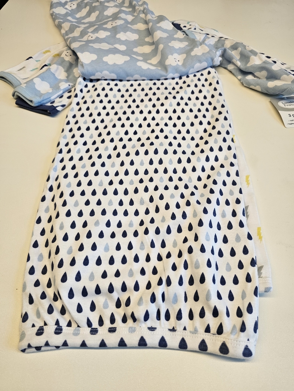 NWT | 0-6M | Luvable Friends | 3 Pack Baby Sleep Gowns Clouds - Picture 4 of 5